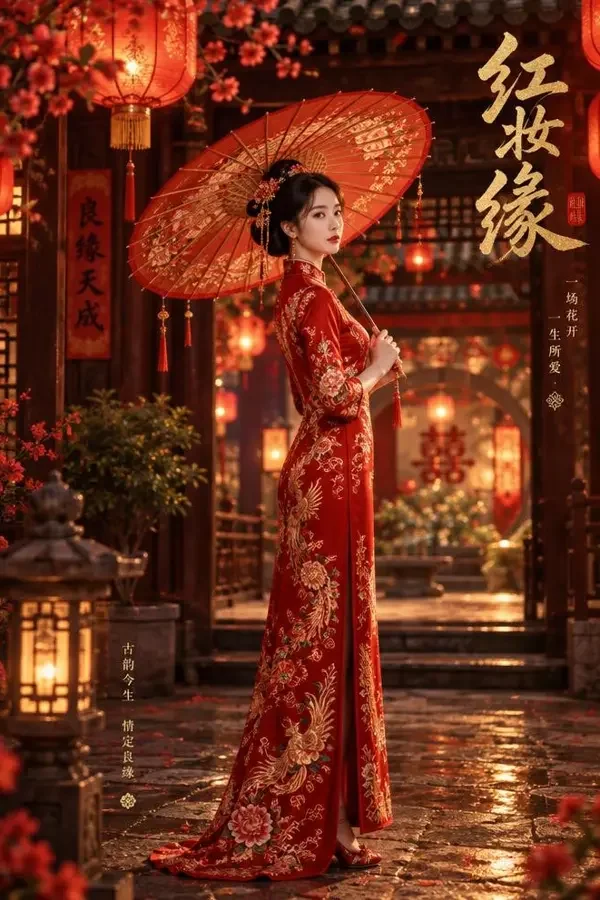短剧《旧宅新娘》竖版封面，复仇、古装、宅斗题材